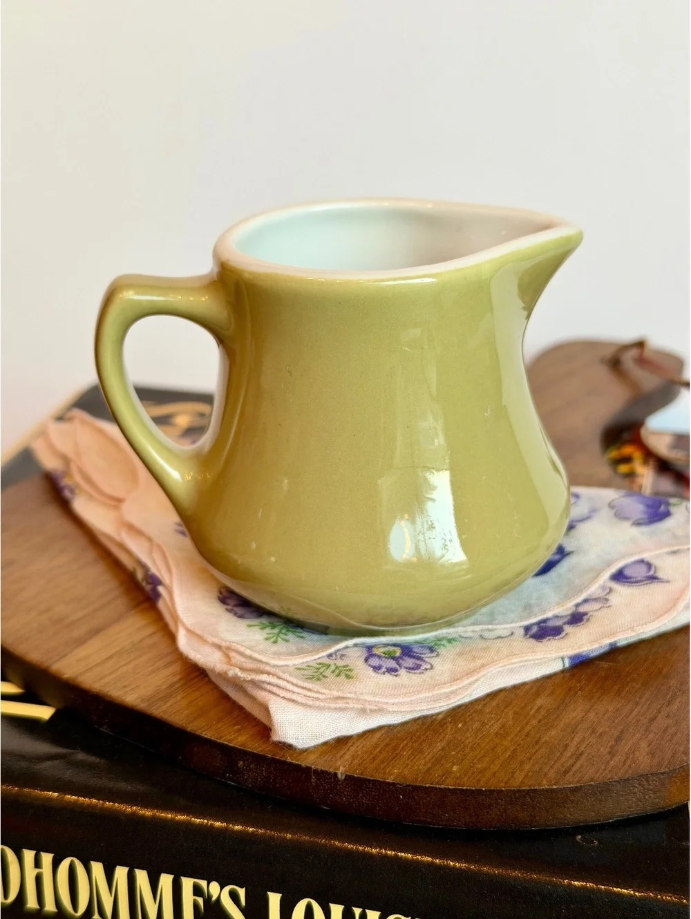 Vintage Homer Laughlin HLC Avocado Green Creamer Restaurant Ware Pitcher